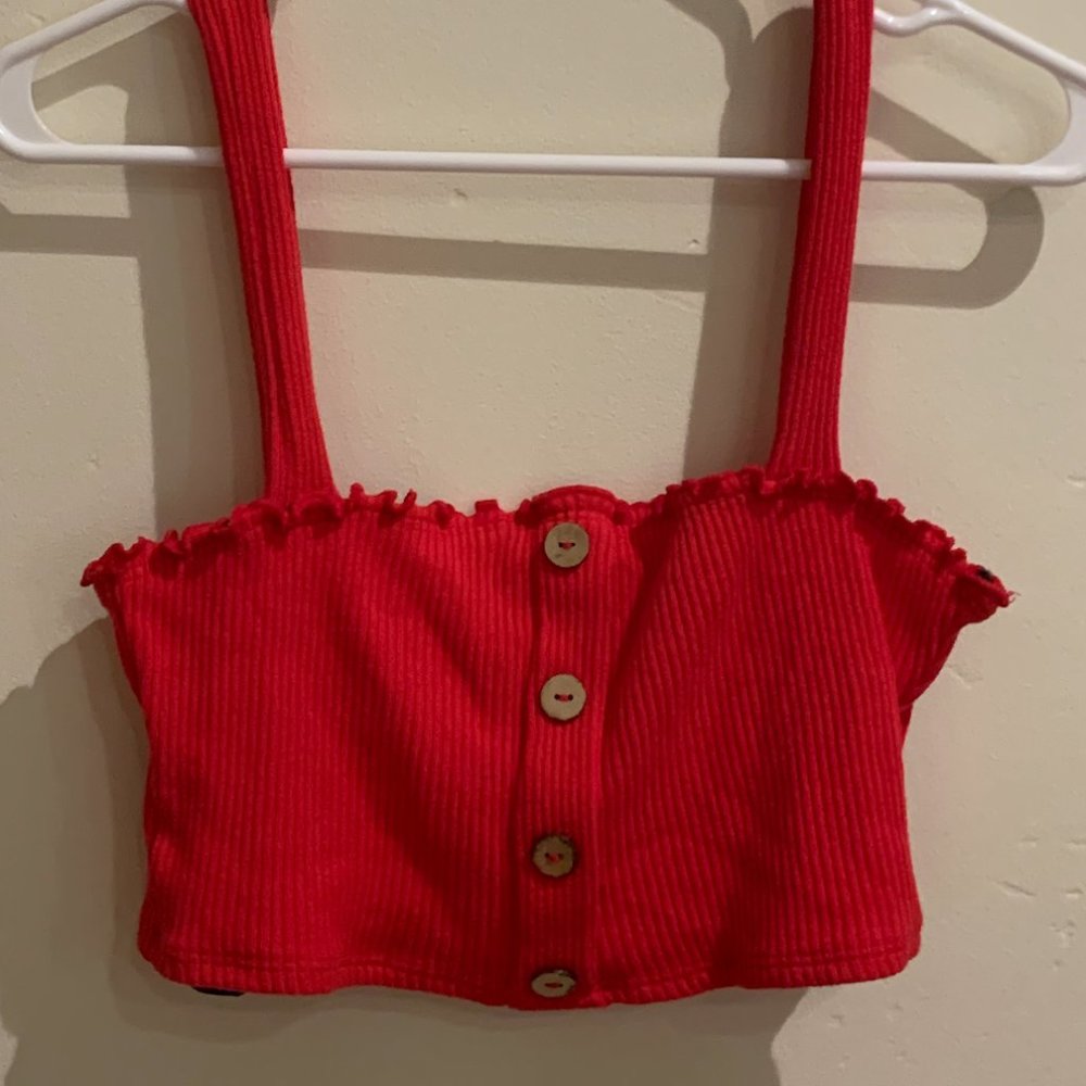 Forever 21 Red Button Crop Tank
